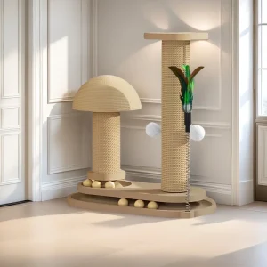 Interactive Cat Scratching Post Tower with Jute